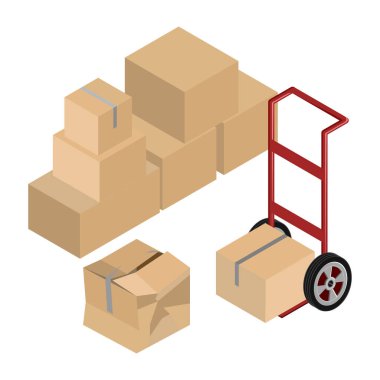 Moving Dolly And Boxes Vector clipart
