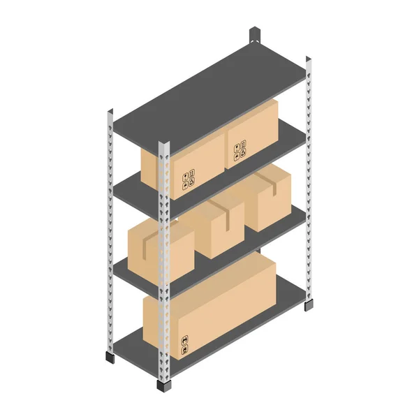 Estantes de almacenamiento con cajas Vector — Vector de stock