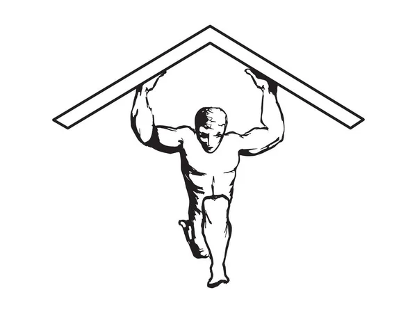 Hombre sosteniendo el vector de techo — Archivo Imágenes Vectoriales