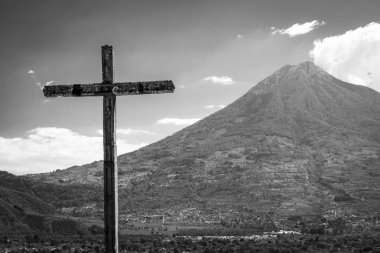 Cerro de la Cruz Antigua Guatemala Siyah Beyaz