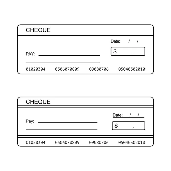 Cheque Blanco Para Cheque Personal Bancario Vector — Archivo Imágenes Vectoriales