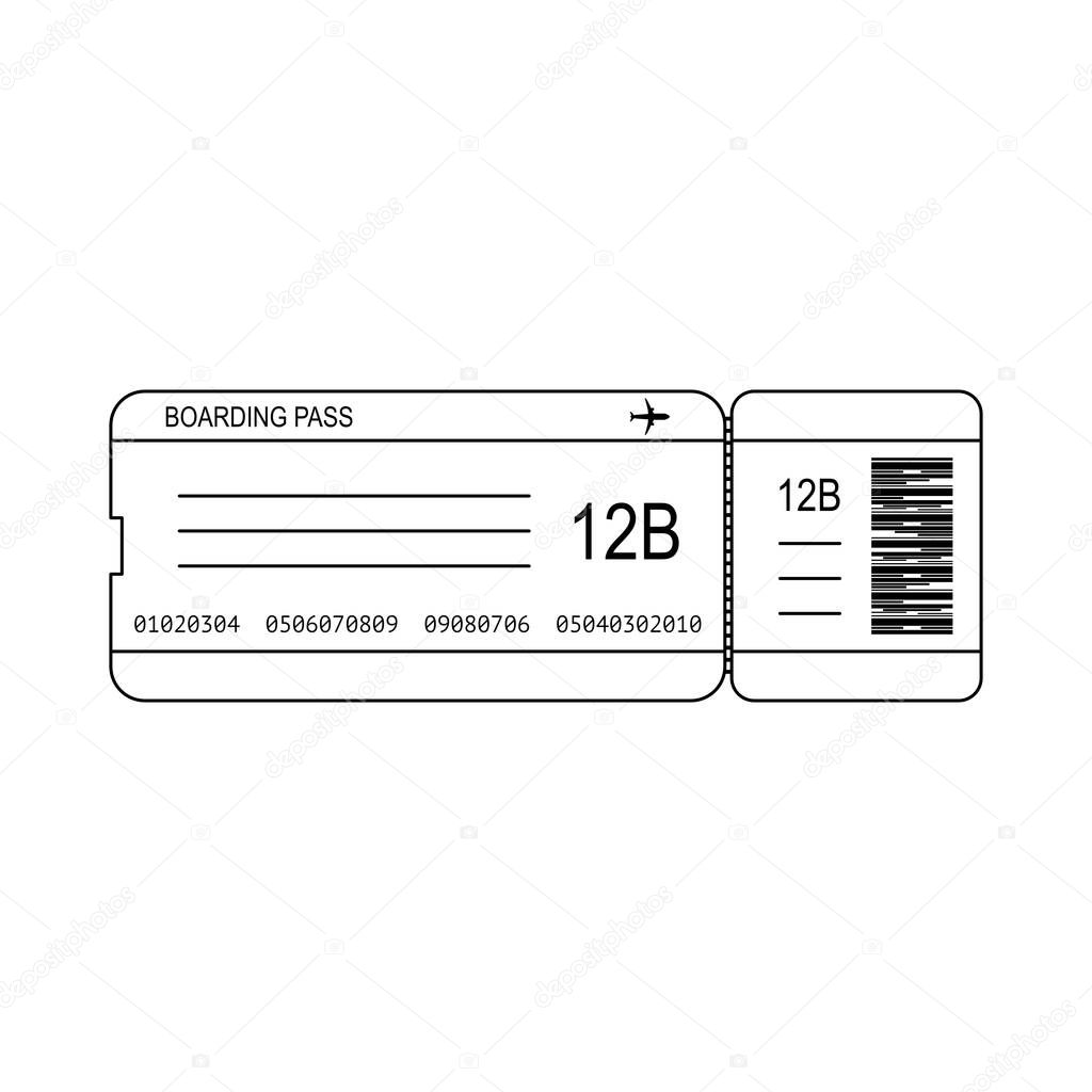 Boarding pass or plane ticket for air travel in vector