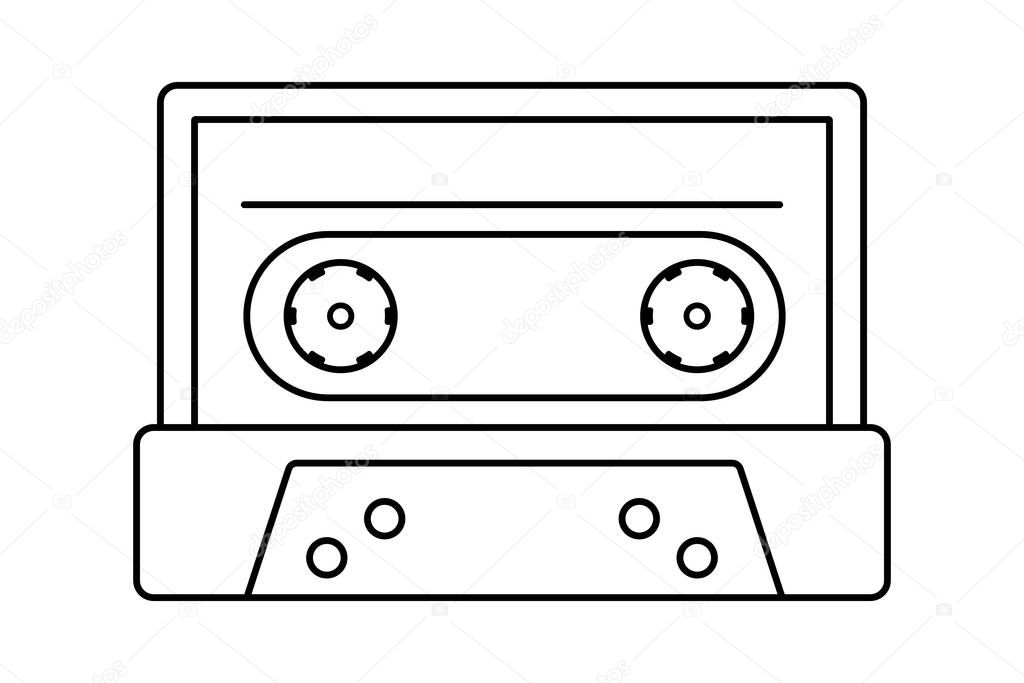 Retro cassette tape for playing music vector