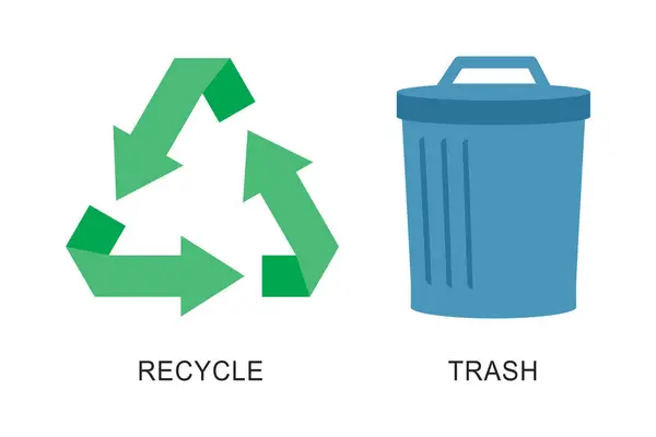 垃圾箱或垃圾箱标签在病媒中的循环符号 — 图库矢量图片#