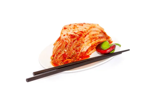 Korealainen Ruoka Kimchi Valkoisella Taustalla — kuvapankkivalokuva
