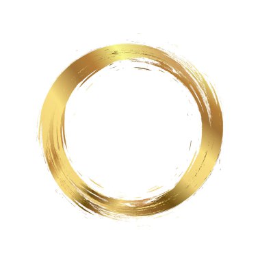 Vektör fırça darbeleri beyaz arka planda boya daireleri çizer. Mürekkeple çizilmiş boya fırçası çemberi. Logo, etiket tasarımı element vektör çizimi. Siyah soyut çember. Çerçeve.