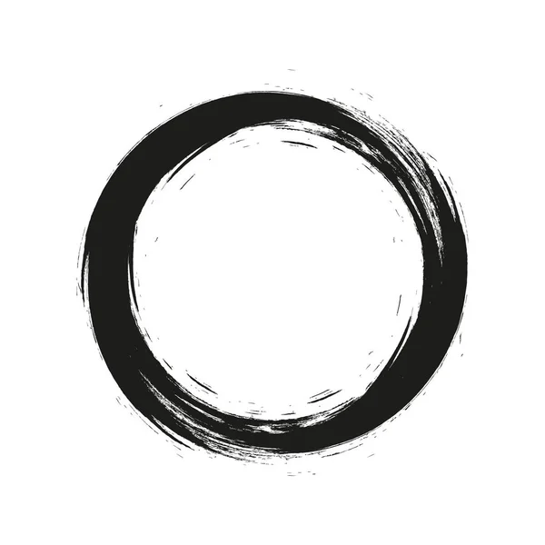 Pennellate vettoriali cerchi di vernice su sfondo bianco. Inchiostro disegnato a mano cerchio pennello. Logo, illustrazione vettoriale dell'elemento di design dell'etichetta. Cerchio astratto nero. Telaio. — Vettoriale Stock