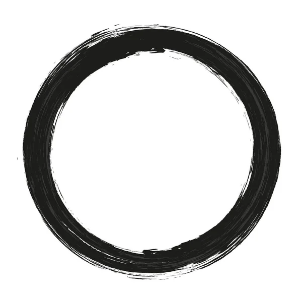 Vektor pensel stroke cirklar av färg på vit bakgrund. Bläck handritad färg pensel cirkel. Logotyp, etikett design element vektor illustration. Svart abstrakt cirkel. Ram. — Stock vektor
