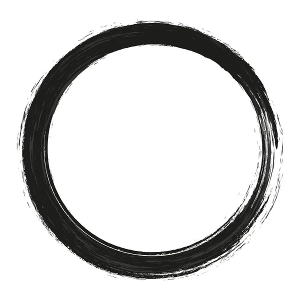 Διανυσματικές πινελιές από χρώματα σε λευκό φόντο. Ζωγραφισμένος ζωγραφισμένος στο χέρι κύκλος πινέλου. Λογότυπο, ετικέτα σχεδιαστικό στοιχείο διανυσματική απεικόνιση. Μαύρος αφηρημένος κύκλος. Πλαίσιο. — Διανυσματικό Αρχείο