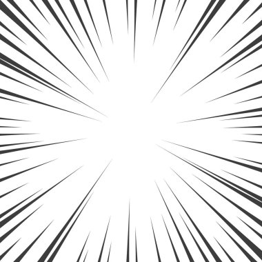 Çizgi roman siyah beyaz radyal çizgiler arka plan. Manga hız çerçeve. Süper kahraman eylem. Patlama vektör çizim.