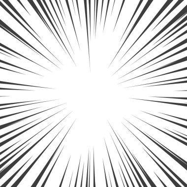 Çizgi roman siyah beyaz radyal çizgiler arka plan. Manga hız çerçeve. Süper kahraman eylem. Patlama vektör çizim.