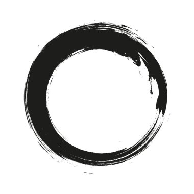 Beyaz arka plan üzerinde boya fırça darbeleri daireler vektör. Mürekkep el boya fırça daire çizilmiş. Logo, etiket tasarım öğesi vektör çizim. Siyah soyut daire.