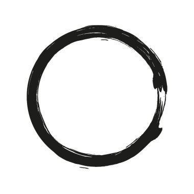 Beyaz arka plan üzerinde boya fırça darbeleri daireler vektör. Mürekkep el boya fırça daire çizilmiş. Logo, etiket tasarım öğesi vektör çizim. Siyah soyut daire.