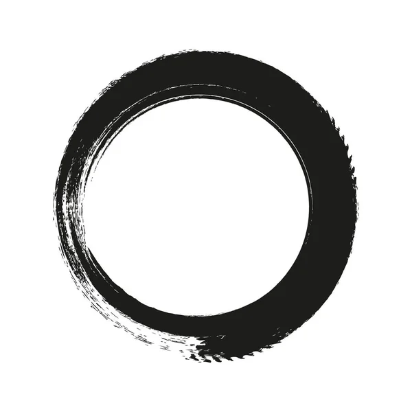 Векторний пензлик махає колами фарби на білому тлі. Чорнило намальоване коло пензлем ручної фарби. Логотип, елемент дизайну етикетки Векторні ілюстрації. Чорне абстрактне коло. Рамка . — стоковий вектор