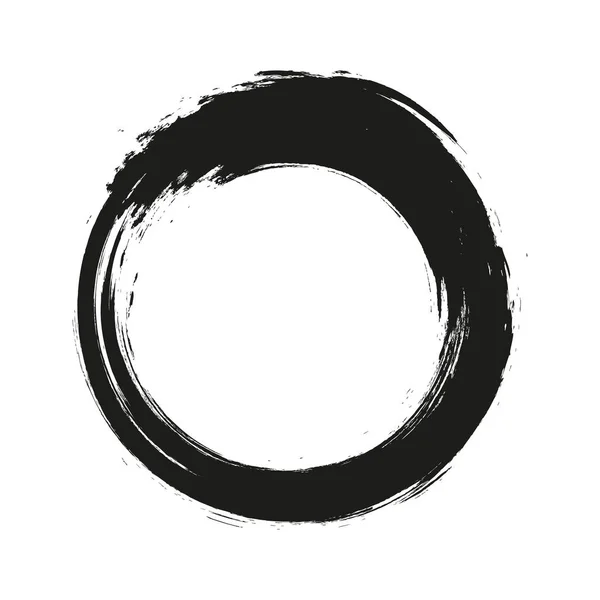 Coups de pinceau vectoriel cercles de peinture sur fond blanc. Encre dessinée à la main cercle pinceau. Logo, illustration vectorielle d'élément de conception d'étiquette. Cercle abstrait noir. Cadre. — Image vectorielle