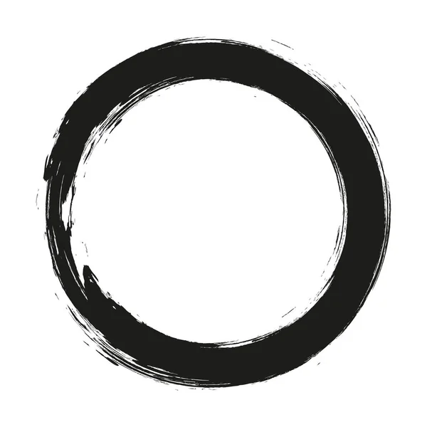 Vektor Pinsel streicht Kreise von Farbe auf weißem Hintergrund. Mit Tusche gezeichneter Pinselkreis. Logo, Etikettendesign-Element Vektorabbildung. Schwarzer abstrakter Kreis. Rahmen. — Stockvektor