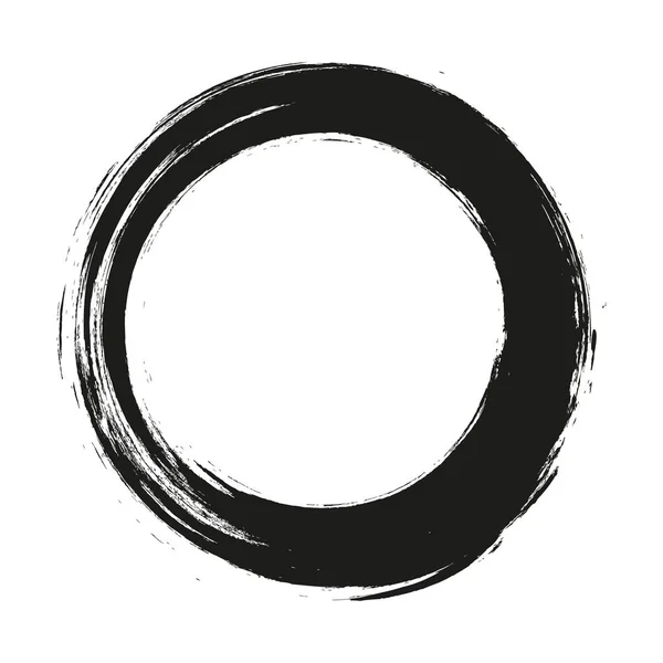 Coups de pinceau vectoriel cercles de peinture sur fond blanc. Encre dessinée à la main cercle pinceau. Logo, illustration vectorielle d'élément de conception d'étiquette. Cercle abstrait noir. Cadre. — Image vectorielle