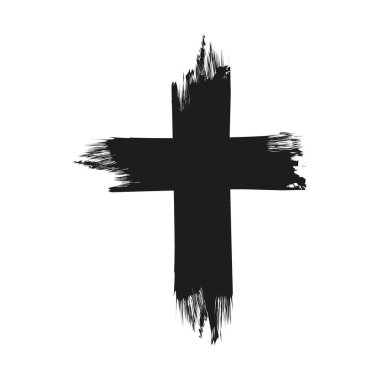 Handdrawn Hıristiyan sembolü el boyalı mürekkep fırça ile.