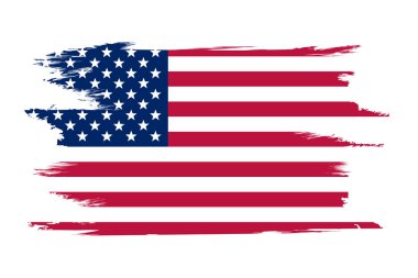 Amerikan bayrağı. ABD bayrağı boyalı fırça. Elle çizilmiş tarzı resimde bir grunge etkisi ve suluboya ile. Doku ile Amerikan bayrağı.