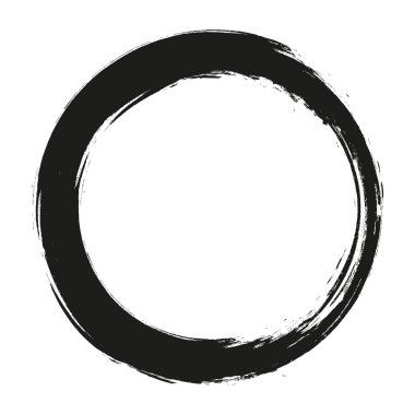 Beyaz arka plan üzerinde boya fırça darbeleri daireler vektör. Mürekkep el boya fırça daire çizilmiş. Logo, etiket tasarım öğesi vektör çizim.