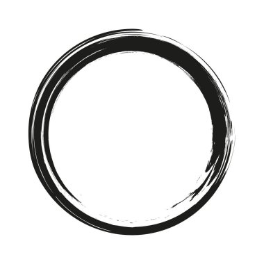 Beyaz arka plan üzerinde boya fırça darbeleri daireler vektör. Mürekkep el boya fırça daire çizilmiş. Logo, etiket tasarım öğesi vektör çizim.