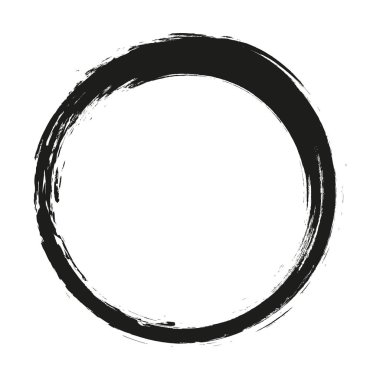 Beyaz arka plan üzerinde boya fırça darbeleri daireler vektör. Mürekkep el boya fırça daire çizilmiş. Logo, etiket tasarım öğesi vektör çizim.