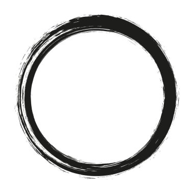 Beyaz arka plan üzerinde boya fırça darbeleri daireler vektör. Mürekkep el boya fırça daire çizilmiş. Logo, etiket tasarım öğesi vektör çizim.