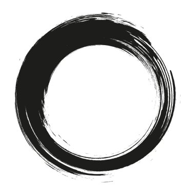 Beyaz arka plan üzerinde boya fırça darbeleri daireler vektör. Mürekkep el boya fırça daire çizilmiş. Logo, etiket tasarım öğesi vektör çizim.
