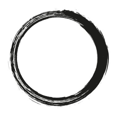 Beyaz arka plan üzerinde boya fırça darbeleri daireler vektör. Mürekkep el boya fırça daire çizilmiş. Logo, etiket tasarım öğesi vektör çizim.