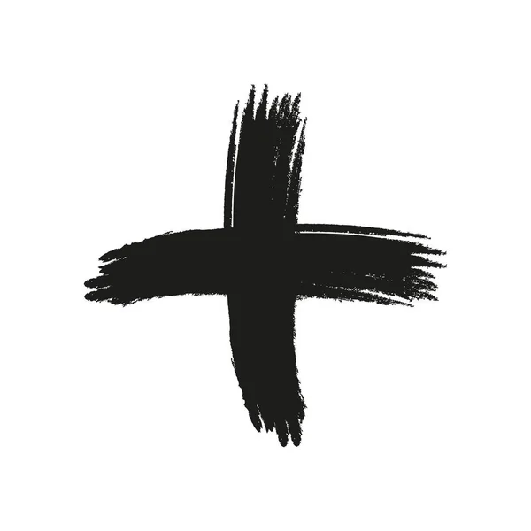 Handdrawn Christian Krzyż Symbol Ręcznie Malowane Pędzlem Atrament — Wektor stockowy