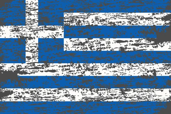 希腊国旗 画笔画希腊国旗 手绘风格插图与格格效果和水彩画 希腊国旗与粗野的纹理 — 图库矢量图片