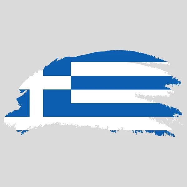 Flagge Griechenlands Pinsel Gemalte Flagge Griechenlands Handgezeichnete Stilillustration Mit Grunge — Stockvektor