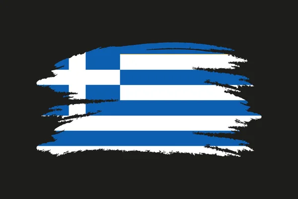 ギリシャの旗 ブラシには ギリシャの旗が描かれています グランジ効果と水彩手描きイラスト グランジ テクスチャでギリシャの旗 — ストックベクタ