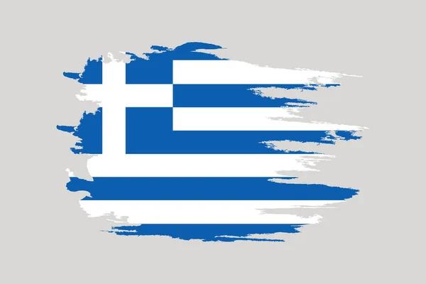 Flagge Griechenlands Pinsel Gemalte Flagge Griechenlands Handgezeichnete Stilillustration Mit Grunge — Stockvektor