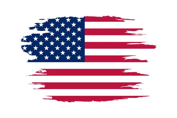 Flaga Amerykańska Pędzlem Malowane Flaga Usa Ręcznie Rysowane Ilustracji Stylu — Wektor stockowy