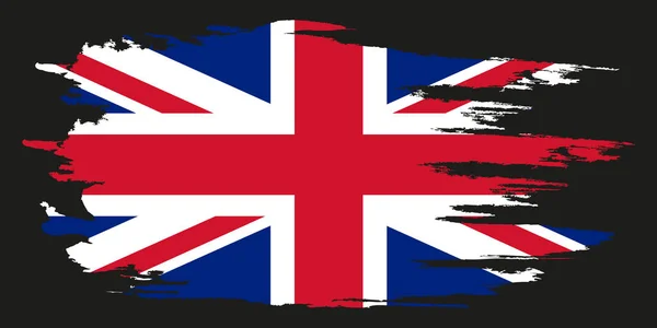英国国旗 画笔涂漆的 手绘风格插图与格格效果和水彩画 英国国旗与粗野的纹理 — 图库矢量图片