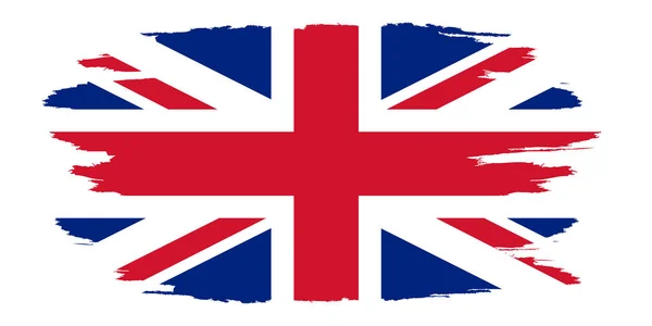 Bandera Del Reino Unido Pinceles Pintados Con Bandera Británica Ilustración — Vector de stock