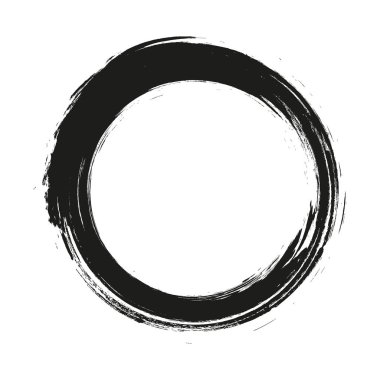 Beyaz arka plan üzerinde boya fırça darbeleri daireler vektör. Mürekkep el boya fırça daire çizilmiş. Logo, etiket tasarım öğesi vektör çizim.