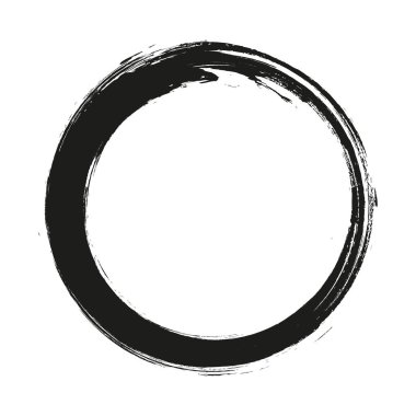 Beyaz arka plan üzerinde boya fırça darbeleri daireler vektör. Mürekkep el boya fırça daire çizilmiş. Logo, etiket tasarım öğesi vektör çizim.