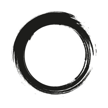 Beyaz arka plan üzerinde boya fırça darbeleri daireler vektör. Mürekkep el boya fırça daire çizilmiş. Logo, etiket tasarım öğesi vektör çizim.