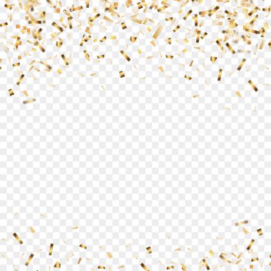 Altın konfeti. Festival arka plan. Noel altın şerit konfeti. Yeni yıl, Doğum günü, Sevgililer günü tasarım öğesi.