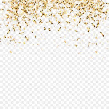 Altın konfeti. Festival arka plan. Noel altın şerit konfeti. Yeni yıl, Doğum günü, Sevgililer günü tasarım öğesi.