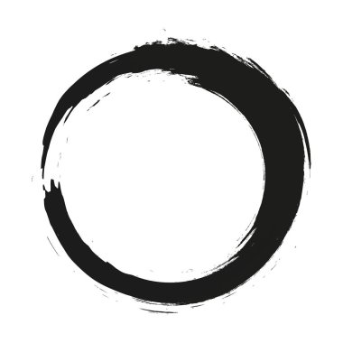 Beyaz arka plan üzerinde boya fırça darbeleri daireler vektör. Mürekkep el boya fırça daire çizilmiş. Logo, etiket tasarım öğesi. Siyah soyut daire. Çerçeve.