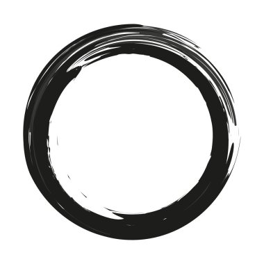 Beyaz arka plan üzerinde boya fırça darbeleri daireler vektör. Mürekkep el boya fırça daire çizilmiş. Logo, etiket tasarım öğesi. Siyah soyut daire. Çerçeve.