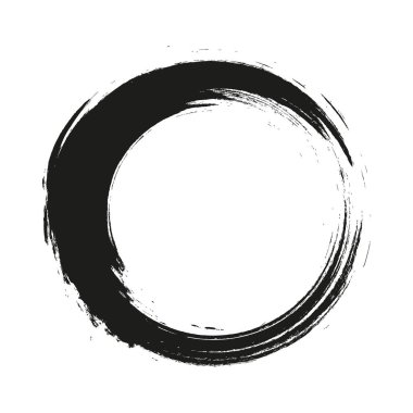 Beyaz arka plan üzerinde boya fırça darbeleri daireler vektör. Mürekkep el boya fırça daire çizilmiş. Logo, etiket tasarım öğesi. Siyah soyut daire. Çerçeve.