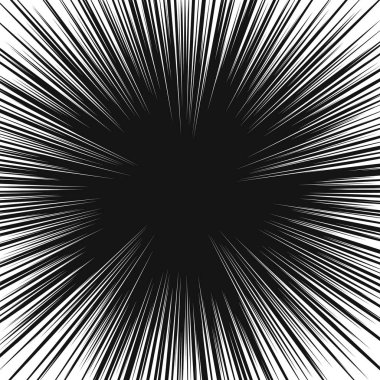 Birçok siyah çizgi roman Radyal hız satırlarında beyaz temel. Etkisi güç patlama illüstrasyon. Çizgi roman tasarım öğesi. Grafik patlama hız çizgileri çizgi roman tarzı ile. Vektör çizim