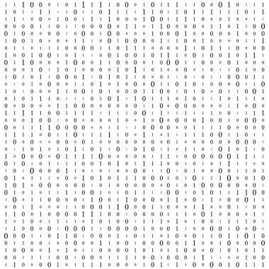 Arka plan basamaklı üstünde perde. ikili kod sıfır bir matris beyaz arka plan. afiş, desen, duvar kağıdı. Soyut matris arka plan. İkili bilgisayar kodu. Kodlama. Hacker kavramı. Vektör arka plan
