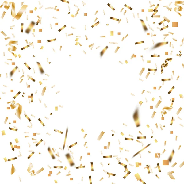 Χρυσές Κομφετί Εορταστική Φόντο Χριστούγεννα Χρυσό Κουφέτο Κορδέλα Νέο Έτος — Διανυσματικό Αρχείο