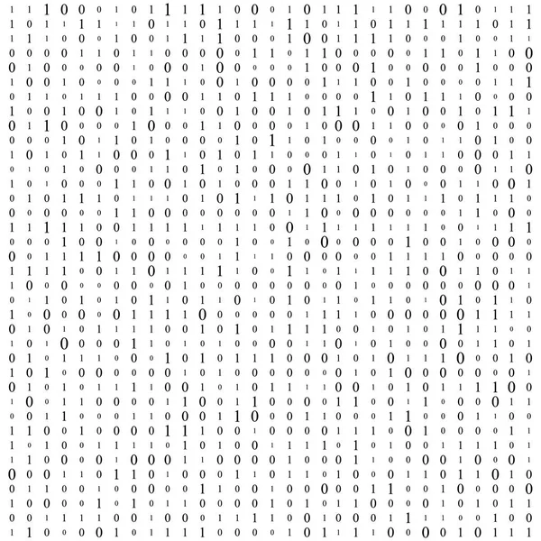 Hintergrund mit Ziffern auf dem Bildschirm. binärer Code Null eine Matrix weißer Hintergrund. Banner, Muster, Tapeten. abstrakte Matrix Hintergrund. binärer Computercode. Codierung. Hacker-Konzept. Vektorhintergrund — Stockvektor