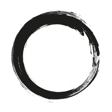 Beyaz arka plan üzerinde boya fırça darbeleri daireler vektör. Mürekkep el boya fırça daire çizilmiş. Logo, etiket tasarım öğesi vektör çizim. Siyah soyut daire.